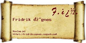 Fridrik Ágnes névjegykártya
